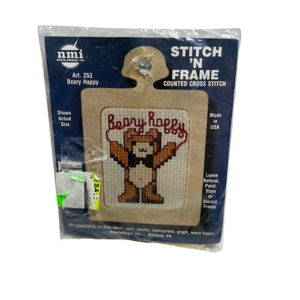 NMI Stitch N Frame Counted Cross Stitch Beary Happy